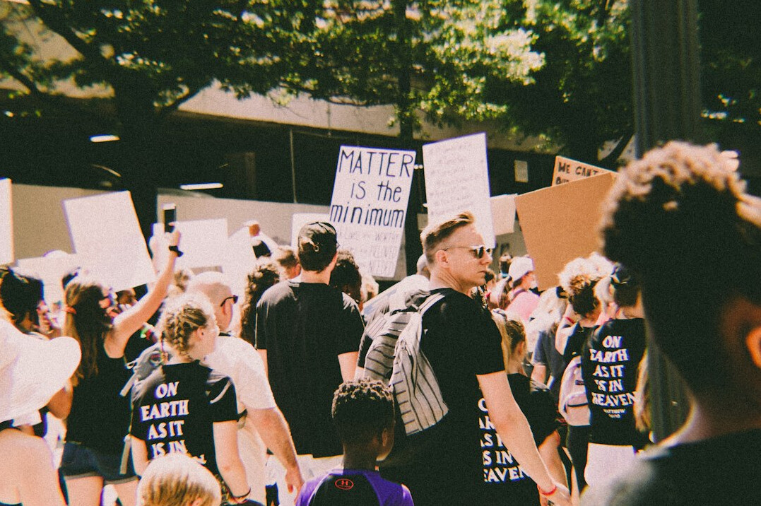 crowd at protest