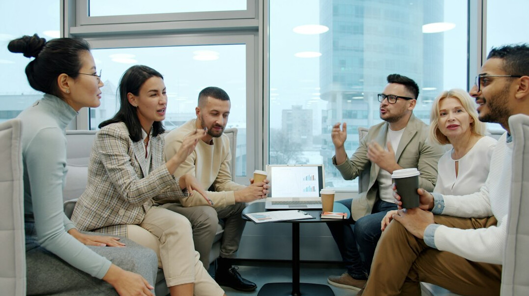 diverse people talking
